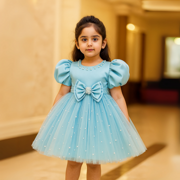 Beautiful Net Frock Emblished With Pearls