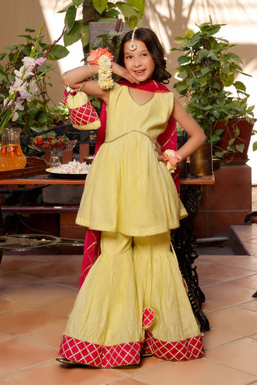 Beautiful laces embellished kurta with gharara