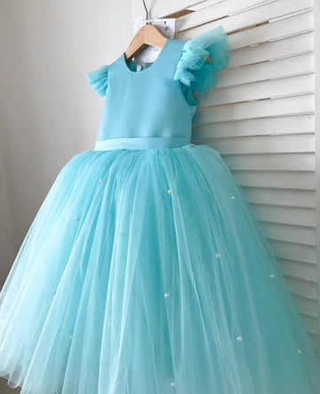Floor length aqua frock