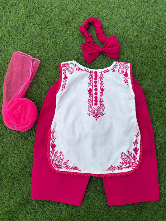 Beautiful embroidered outfit with farshi shalwar