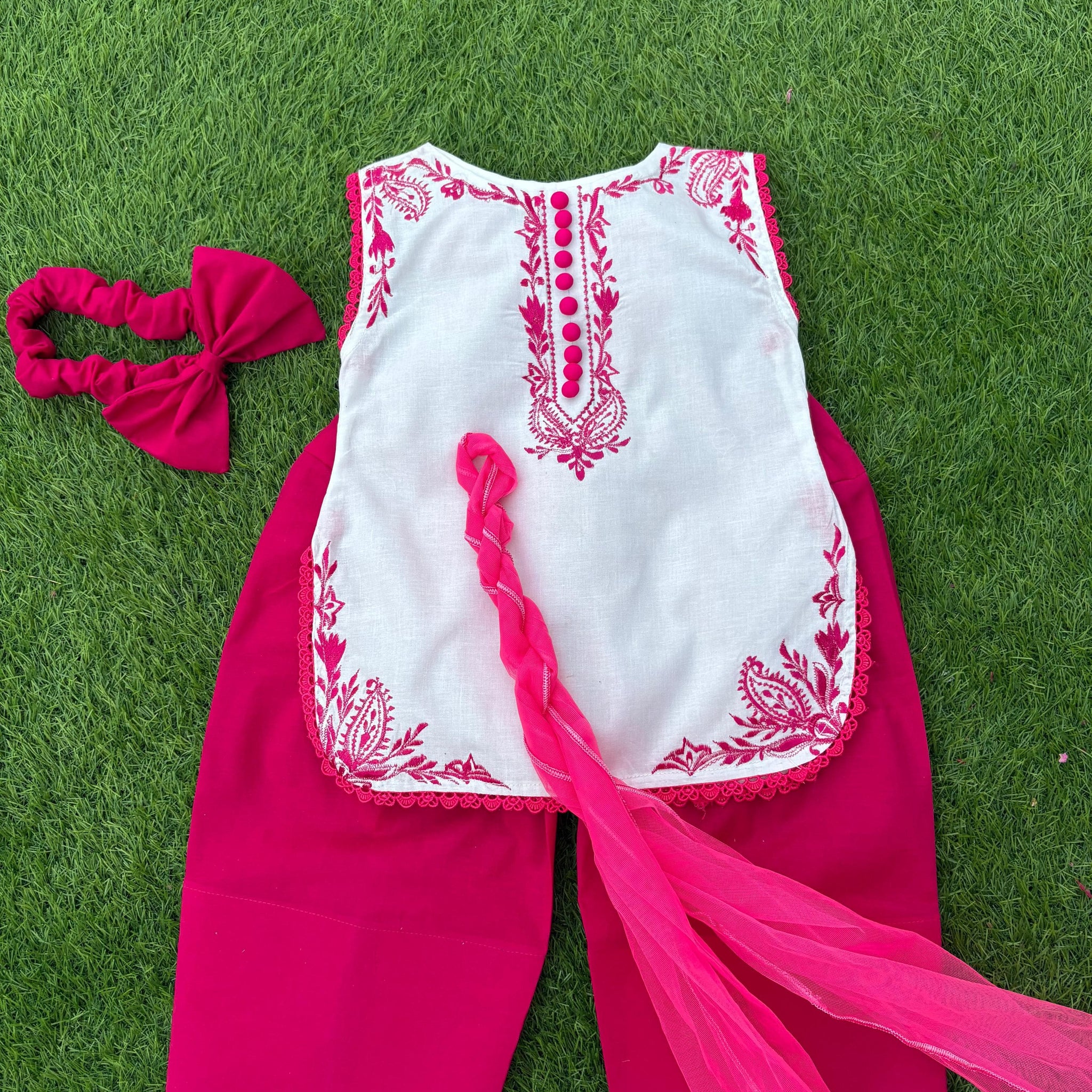 Beautiful embroidered outfit with farshi shalwar