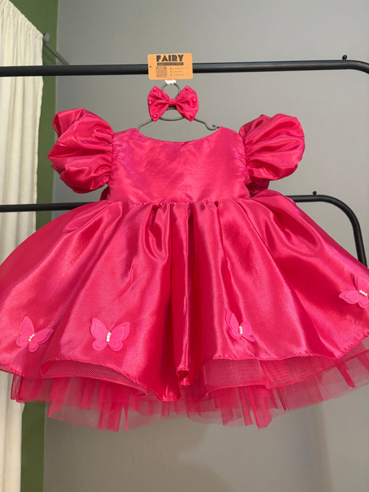 Rosé Flutter Dress