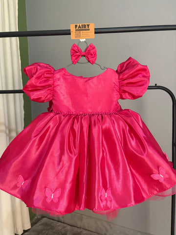 Rosé Flutter Dress